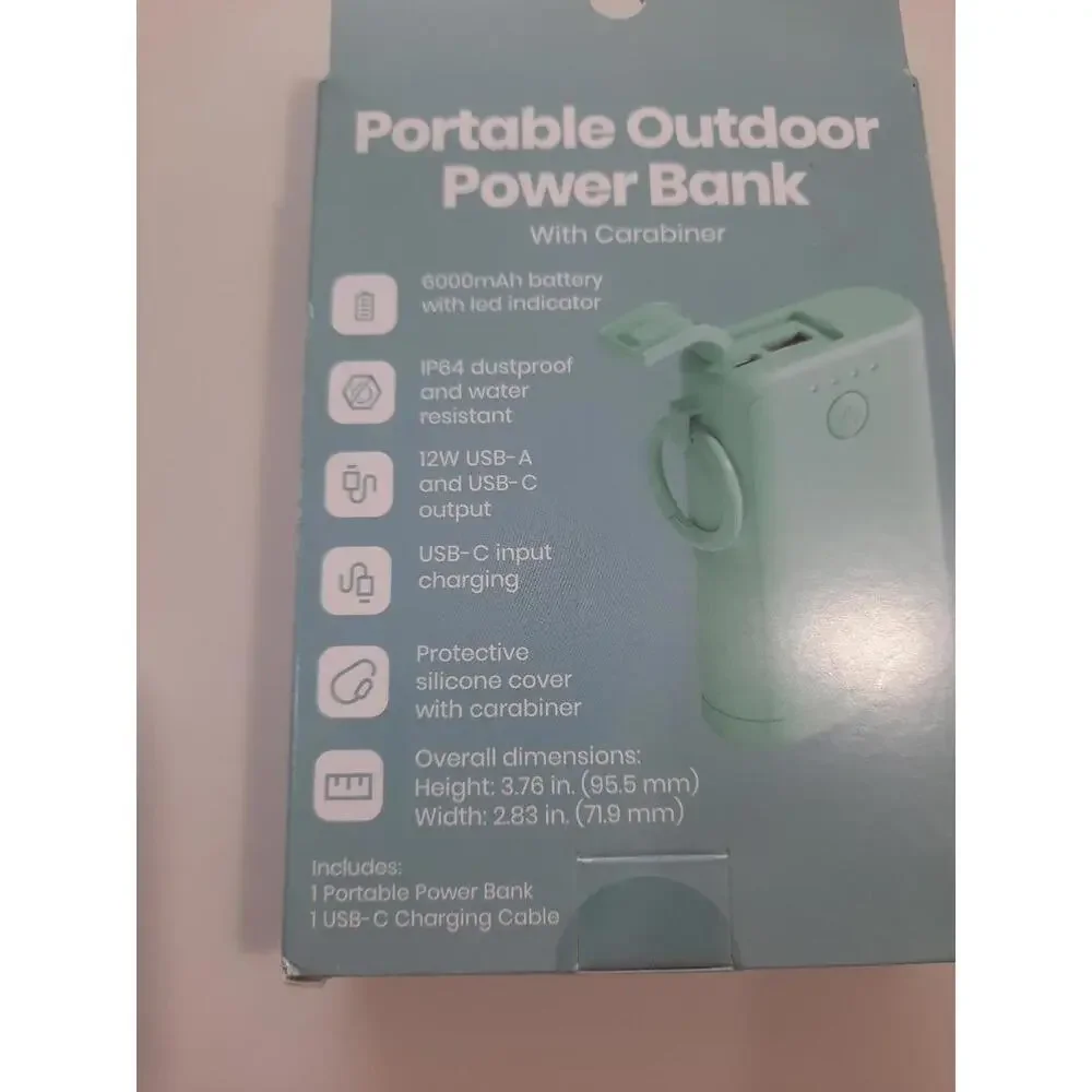 Portable Outdoor Power Bank with Cardbiner 6000mAh With LED Indicator‎